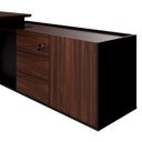 Ver imagem 4 de Mesa em L para Escritório Diretor 3 Gavetas MDF MDP 180cm Louro Preto F5 Office