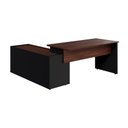 Ver imagem 5 de Mesa em L para Escritório Diretor 3 Gavetas MDF MDP 180cm Louro Preto F5 Office