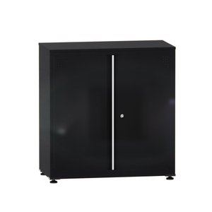Armário de Aço Baixo com Tampo de Madeira Ap406sl Pandin 84 Cm Preto