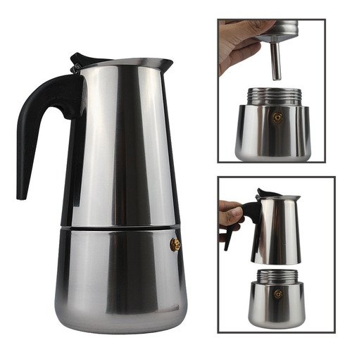 Cafeteira Expresso Italiana Inox 6 Cafés Xícaras Aço Inox - 3