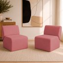 Ver imagem 1 de Kit 2 Poltronas Decorativas Zoe Orgânicas Modernas Minimalistas Sala Recepção Luxo Suede