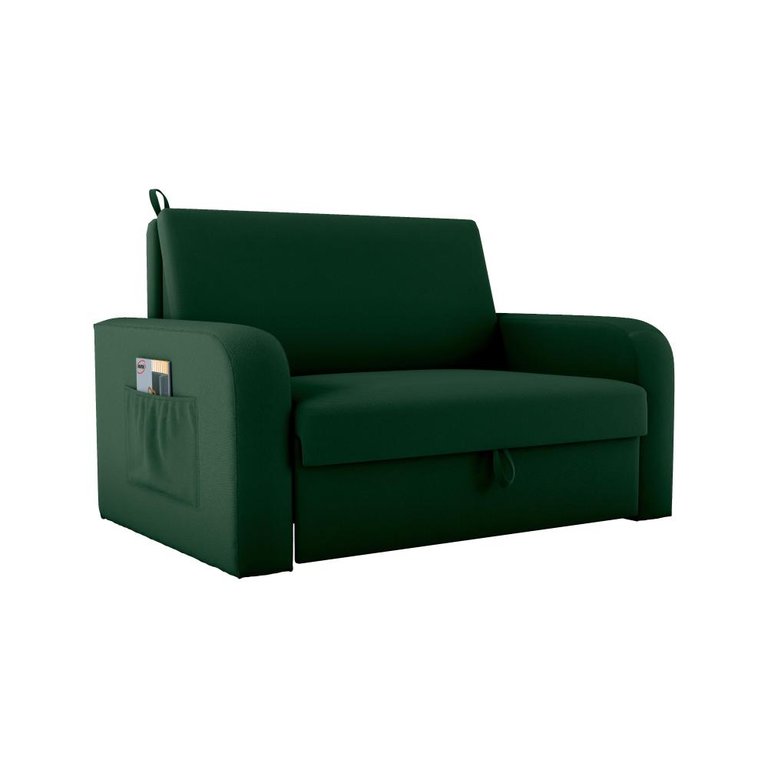 Sofá Cama Daiane 2 Lugares com Baú Veludo Maserati Verde Matrix