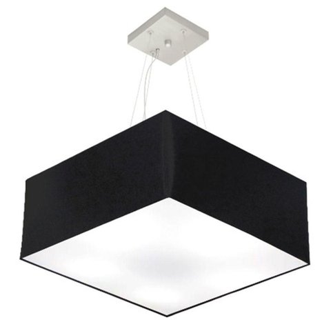 Lustre Pendente Quadrado Md-4065 Cúpula em Tecido 30/70x70cm Preto - Bivolt