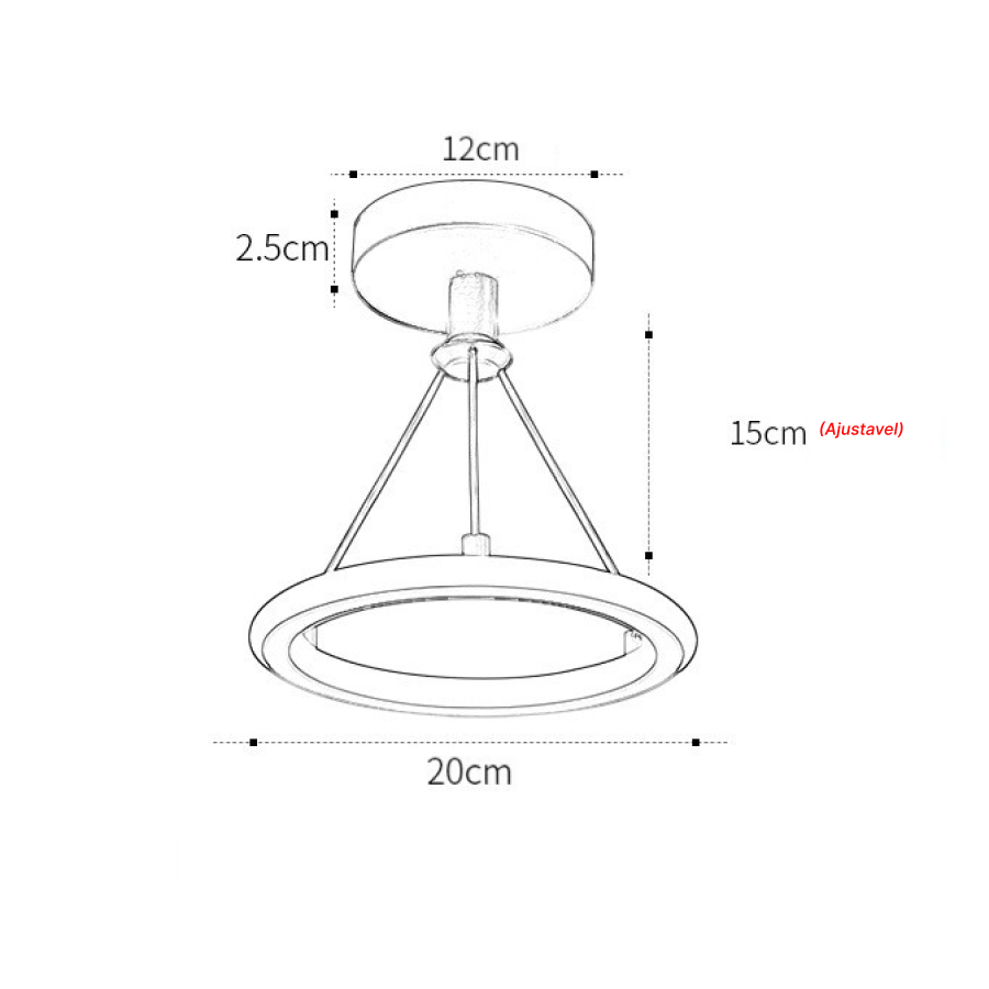 Luminária de Teto Pendente Led Moderna Lustre para Corredor Sala Quarto - 2