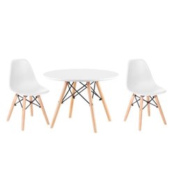 Conjunto Infantil Mesa Eames Branca 60cm com 2 Cadeiras Branca - 1