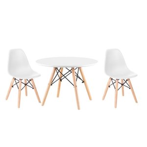 Conjunto Infantil Mesa Eames Branca 60cm com 2 Cadeiras Branca