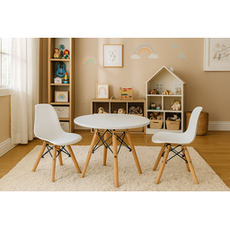 Conjunto Infantil Mesa Eames Branca 60cm com 2 Cadeiras Branca - 1