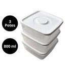 Ver imagem 5 de Kit 3 Potes Armazenar Freezer Micro-ondas Lava-louça 800ml:branco