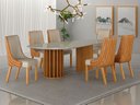 Ver imagem 7 de Conjunto Sala de Jantar Mesa Orgânica 200cm 6 Cadeiras Belle com Tampo Vidro Cinamomo/Sintético Terr