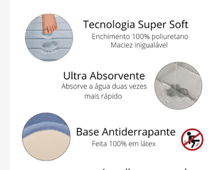 Kit 2 Tapete Banheiro Soft Antiderrapante 60x40cm Macio Luxo:areia - 5