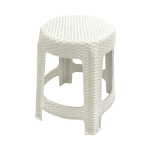 Banqueta Premium Rattan Banco Banquinho Cadeira Multiuso Empilhavel Moderna Branco