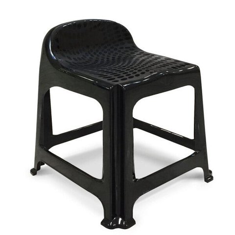 Banco Banqueta com Encosto para Bar Lanchonete Festa Plastica Banquinho Ergonomico Emplilhavel Preta