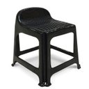 Ver imagem 1 de Banco Banqueta com Encosto para Bar Lanchonete Festa Plastica Banquinho Ergonomico Emplilhavel Preta