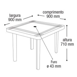 Mesa Plástica Quadrada Desmontavel para Bar Lanchonete Jardim Area de Lazer Praia e Piscina 90cm Pre - 3