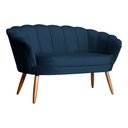 Ver imagem 2 de Namoradeira Decorativa Pétala Veludo Azul Marinho Pés Madeira Mz Decor