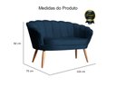 Ver imagem 3 de Namoradeira Decorativa Pétala Veludo Azul Marinho Pés Madeira Mz Decor