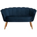 Ver imagem 1 de Namoradeira Decorativa Pétala Veludo Azul Marinho Pés Madeira Mz Decor