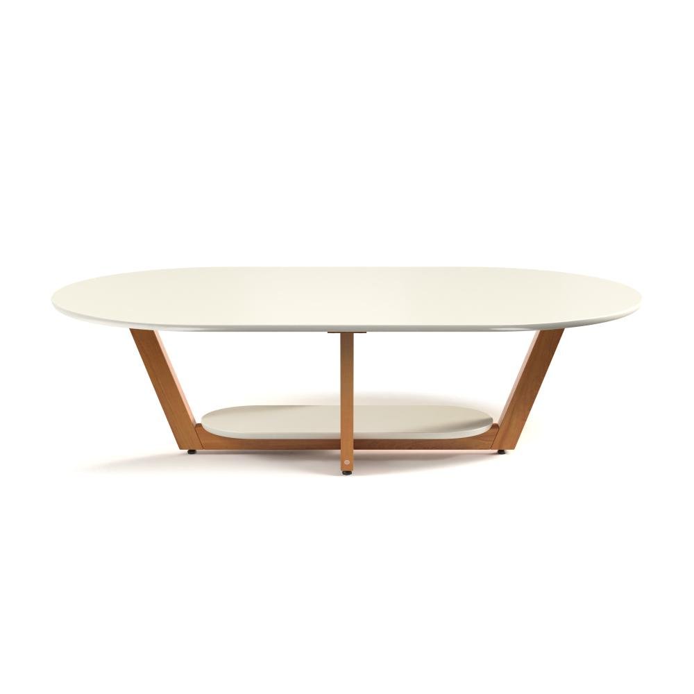 Mesa de Centro Elegance Mdf Off White Nature Tebarrot Móveis
