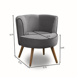 Poltrona Para Sala Decorativa Isa Suede Cinza Adonai Estofados - 3