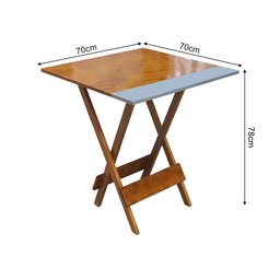 Conjunto Mesa Dobravel 70x70 em Madeira Robusta com 4 Cadeiras Silver - Castanho - 4
