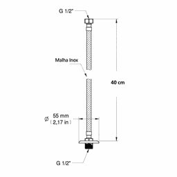 Engate Mangueira Flexível Trançado Aço Inox 40cm Quente Fria:Prateado - 7
