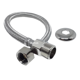 Engate Mangueira Flexível Trançado Aço Inox 40cm Quente Fria:Prateado - 1