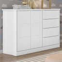 Ver imagem 1 de Cômoda Infantil 2 Portas 4 Gavetas Lua P04 Branco - Mpozenato