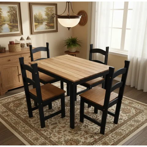 Conjunto de Mesa Nataly Pinus Importado com 4 Cadeiras - Francine