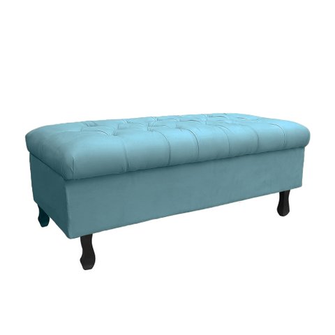 Recamier Bau Bia 80cm Suede Azul Turquesa - Dominic Decor