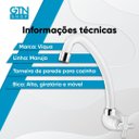 Ver imagem 2 de Torneira Cozinha Parede Abs Giratória Bica Móvel Alta Maruja 1130402 Viqua Branco / Cromado