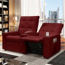 Ver imagem 5 de Poltrona Reclinável para Cinema Parma 2 Lugares Baú Usb Veludo Fh1 - D'Rossi Cor Vermelho