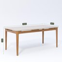 Ver imagem 3 de Mesa Baobá 180x90cm com Tampo de Vidro Temperado Off White e Madeira Tauari