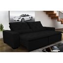 Ver imagem 1 de Sofá Magnum 2,22m Retrátil, Reclinável com Molas e Almofadas Lombar Tecido Suede Velusoft Preto