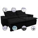 Ver imagem 7 de Sofá Magnum 2,22m Retrátil, Reclinável com Molas e Almofadas Lombar Tecido Suede Velusoft Preto