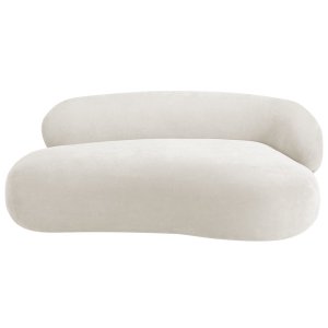 Recamier Sofá Curvo Luxo Recepção Lado Esquerdo Canadá 150cm Bouclé Branco - Incasa Decor