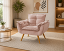 Ver imagem 1 de Poltrona Opala Decorativa para Sala e Quarto Pés Palito Suede Rose - V&g Decor