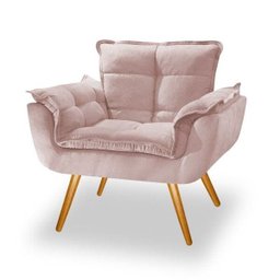 Poltrona Opala Decorativa para Sala e Quarto Pés Palito Suede Rose - V&g Decor - 1