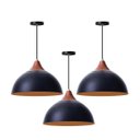 Ver imagem 1 de Kit 3 Pendentes Meia Lua Preto 30Cm Com Chapéu Cobre