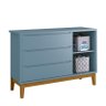Jogo de Quarto Infantil Cômoda 1 Porta e Berço Classic Azul Fosco com Pés Amadeirado - Reller Móveis - 4