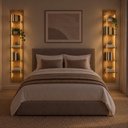 Ver imagem 7 de Estante Suspensa 100% MDF com LED 5 Prateleiras Aço Decoração Sala Quarto e Escritório Carvalho