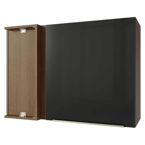 Armário Aéreo de Canto 1 Porta Rustic/preto Lux Madesa Rustic/preto