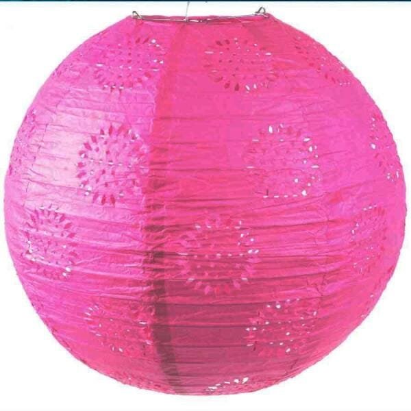 Luminária Japonesa Pink Redonda 30Cm MadeiraMadeira