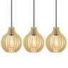 Pendente Luminária de Madeira Creme Trio Bali Lustre Vintage - 4