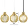 Pendente Luminária de Madeira Creme Trio Bali Lustre Vintage - 5