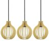 Pendente Luminária de Madeira Creme Trio Bali Lustre Vintage - 1