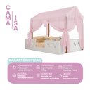 Ver imagem 2 de Cama Casinha Montessoriana Isa em MDF + Voal Rosa para Quarto Infantil - Branco