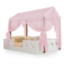 Ver imagem 4 de Cama Casinha Montessoriana Isa em MDF + Voal Rosa para Quarto Infantil - Branco