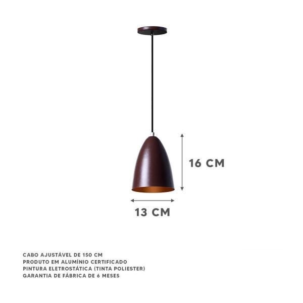 Lustre Pendente Bala Alumínio P Marrom 16cm - 2