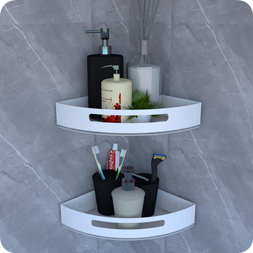 Suporte Porta Shampoo Para Banheiro De Canto Inox Branco | MadeiraMadeira