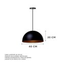 Ver imagem 2 de Lustre Pendente Meia Lua Preto 40Cm Aluminio